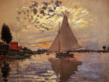 Claude Oscar Monet : Sailboat at Le Petit-Gennevilliers